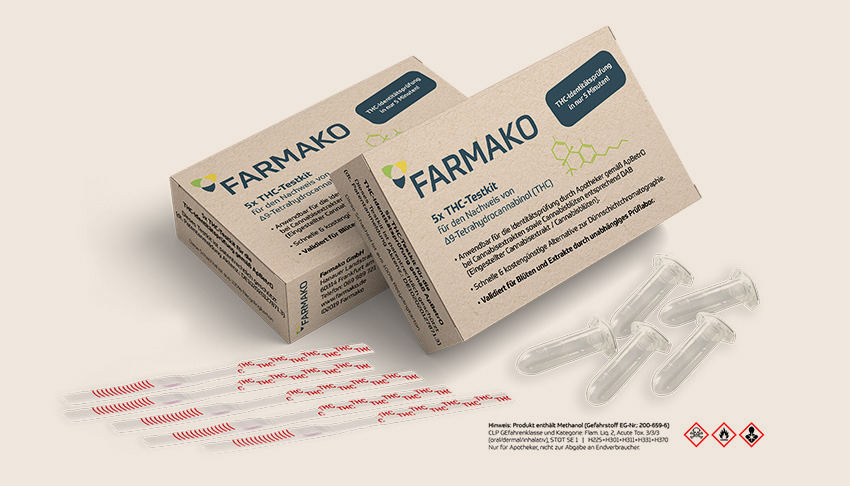 Farmako THC test kit for cannabis identity testing